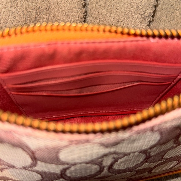 Coach Pink and Orange Swinger Signature Jacquard Shoulder Bag - Picture 6 of 7